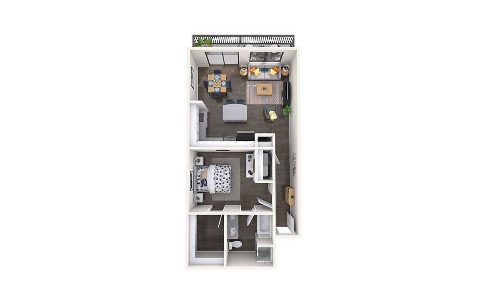 Bellini - 1 bedroom floorplan layout with 1 bath and 930 square feet.