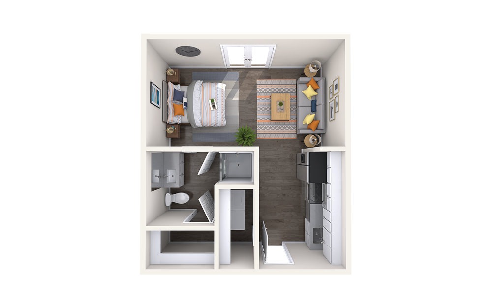 Amsterdam - Studio floorplan layout with 1 bathroom and 357 square feet