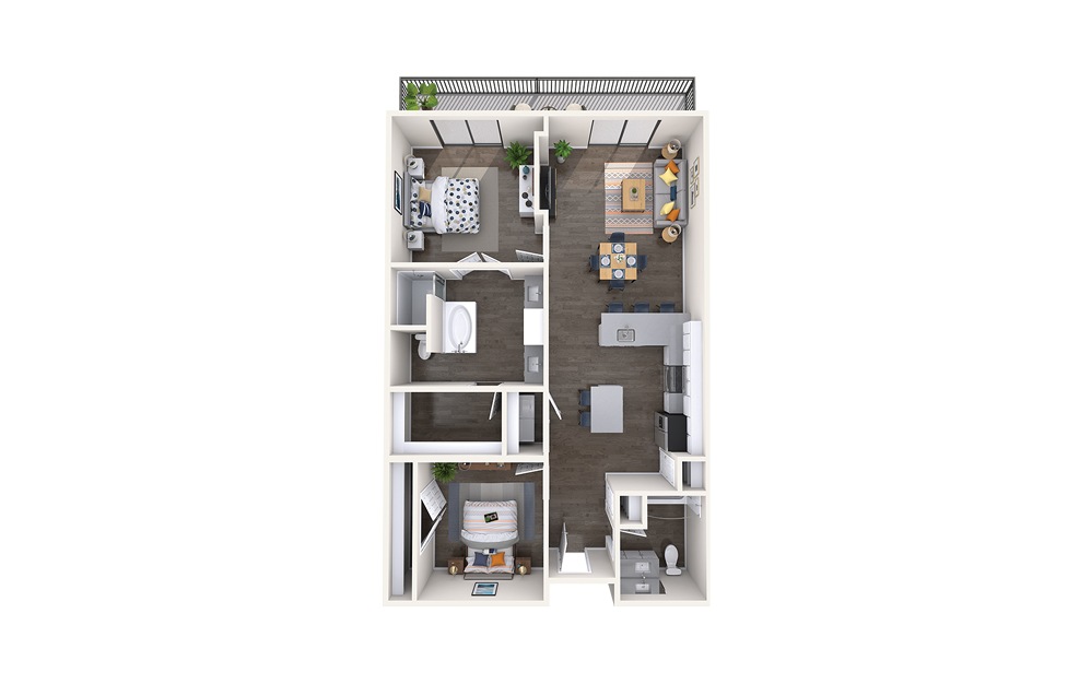 Botticelli - 2 bedroom floorplan layout with 2 baths and 1597 square feet.