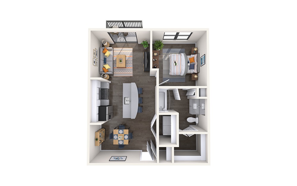 Sydney - 1 bedroom floorplan layout with 1 bathroom and 672 square feet